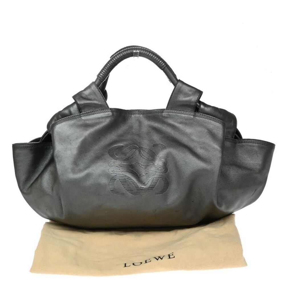 Loewe Anagram Logo Nappa Aire Hand Leather Gray Leather Handbag